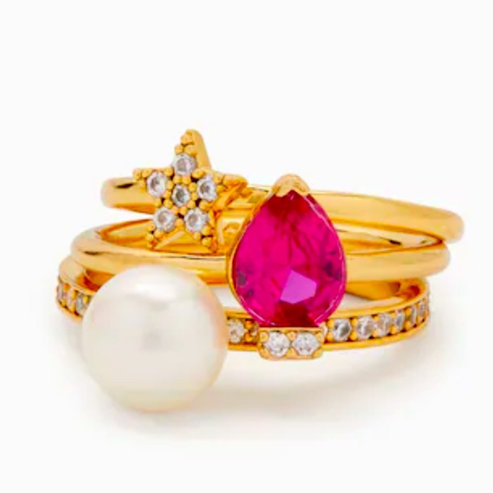 New Kate Spade Light Up The Room Stackable Holiday Ring Set
